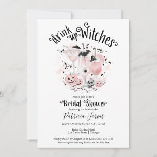 Cute Cocktails Halloween Bridal Shower Invitations