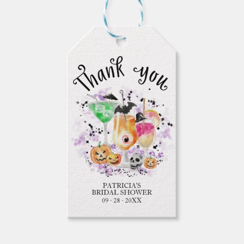 Cute Cocktails Halloween Bridal Shower Thank You F Gift Tags