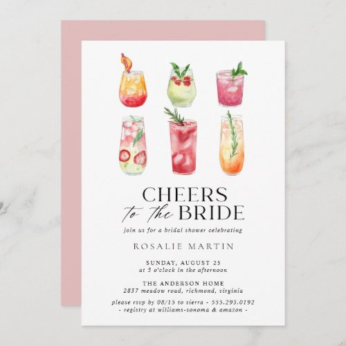 Cute Cocktails  Simple Fun Summer Bridal Shower Invitation