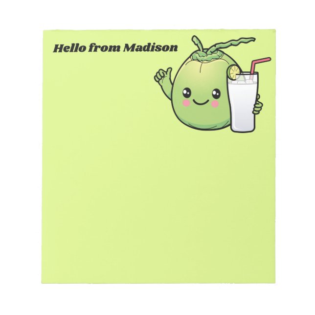Cute Coconut custom name Notepad (Front)