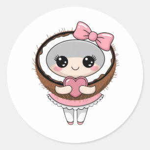 Cute Coconut Girl Sticker, Kawaii Coconut Stickers