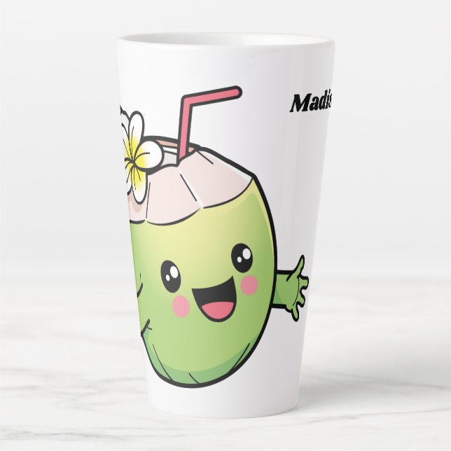 Cute Coconuts custom name Latte Mug (Front)