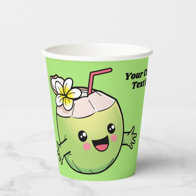 Cute Coconuts custom text Paper Cups (Front)
