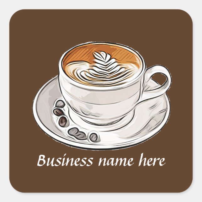 Cute coffe business vendors add name sticker (Front)