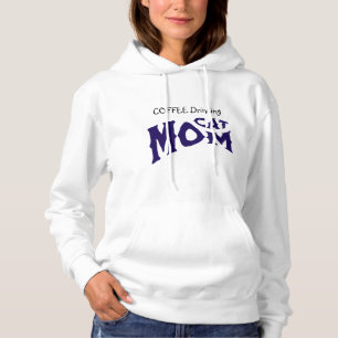 Cute COFFE DRINKING CAT MOM Black/Blue on White  Hoodie