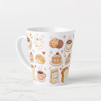 Cute Coffee and Bakery Doodles Coquette Aesthetic 