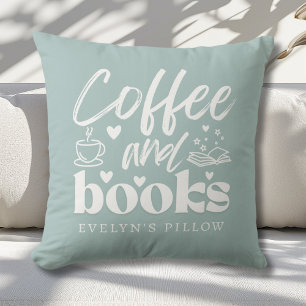 Cute Coffee and Book Lovers Custom Throw Pillow
