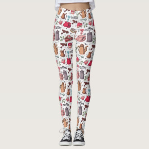 Cute Coffee and Cakes Design Leggings