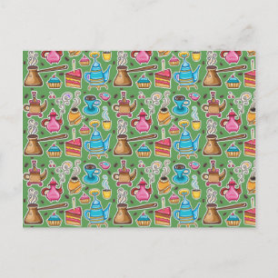 Cute Coffee and Cakes Design Postcard
