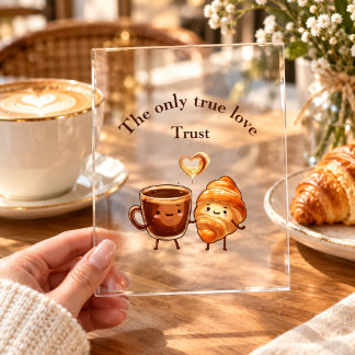 Cute Coffee and Croissant Acrylic Invitation – The
