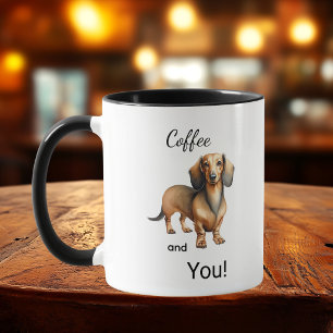Cute Coffee And Dachshund Brown Personalize Mug