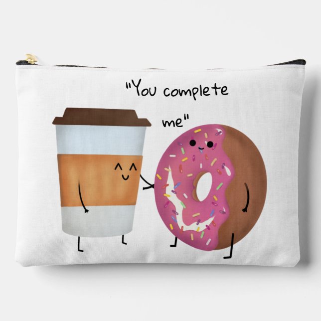 Cute Coffee and Donut Complete Couple Accessory Pouch (Front)