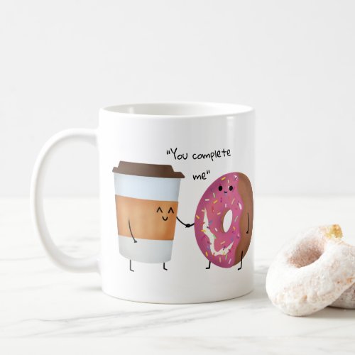 Cute Coffee and Donut Complete Couple Coffee Mug
