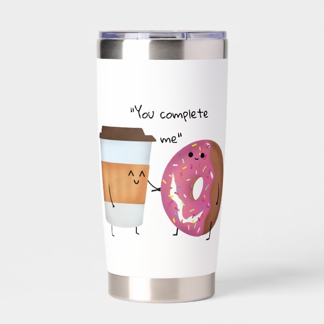 Cute Coffee and Donut Complete Couple Insulated Tumbler (Front)
