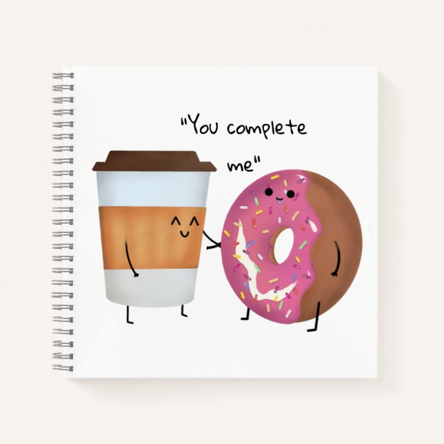 Cute Coffee and Donut Complete Couple Notebook (Front)
