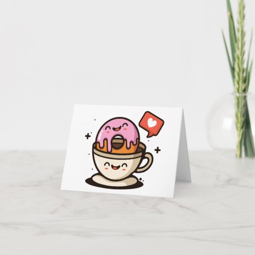 Cute Coffee and Donut Love  Card
