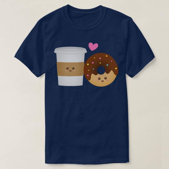 Cute Coffee And Donut Perfect Together T-Shirt (Design Front)