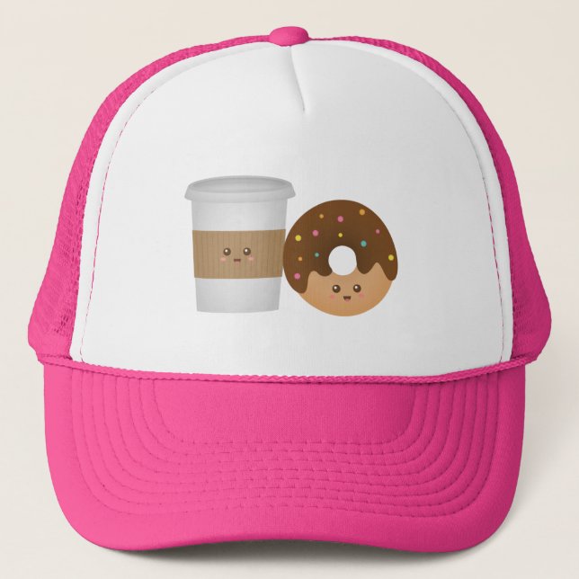 Cute Coffee and Donut, You complete me Trucker Hat (Front)