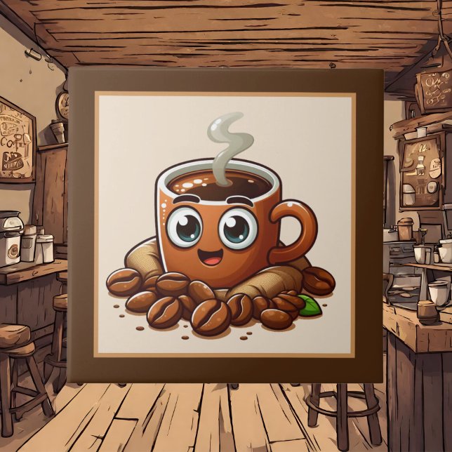 Cute coffee bar , shop or Coffee themed kitchen  Ceramic Tile (Creator Uploaded)