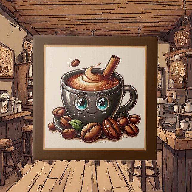 Cute coffee bar , shop or Coffee themed kitchen  Ceramic Tile (Creator Uploaded)