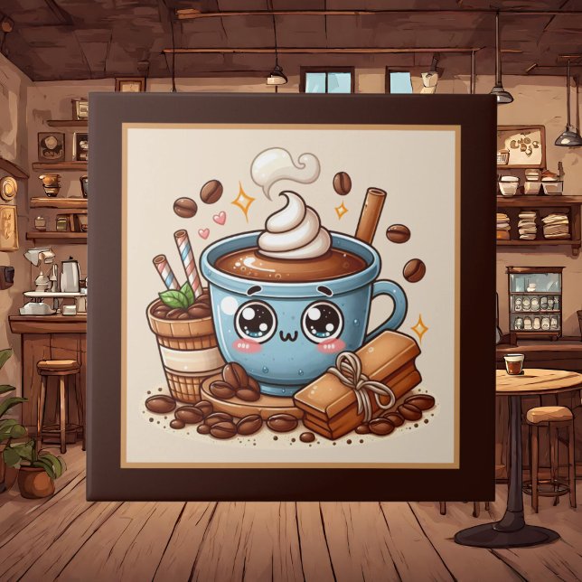 Cute coffee bar , shop or Coffee themed kitchen  Ceramic Tile (Creator Uploaded)