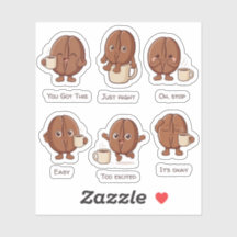 Cute Coffee Bean Character Daily Moods