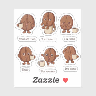 Cute Coffee Bean Character Daily Moods Sticker
