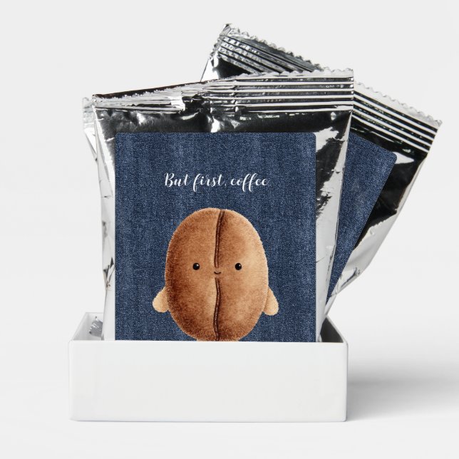 Cute Coffee Bean Faux Blue Jean Denim Drink Mix (Pair)