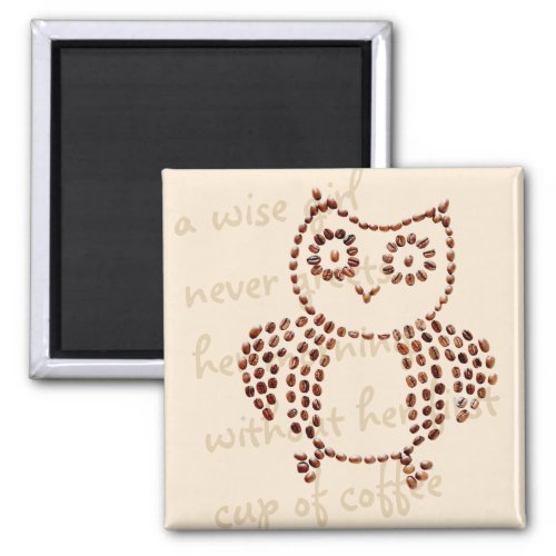 Cute Coffee Bean Owl Bird Magnet