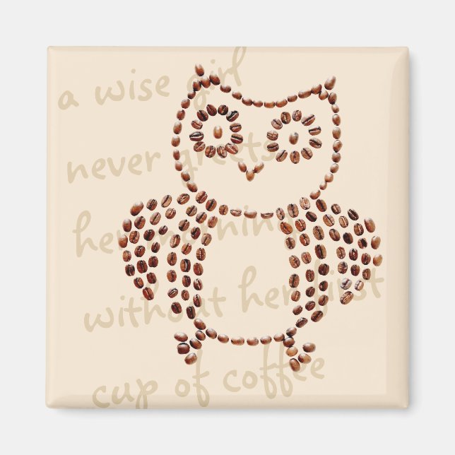Cute Coffee Bean Owl Bird Magnet (Front)