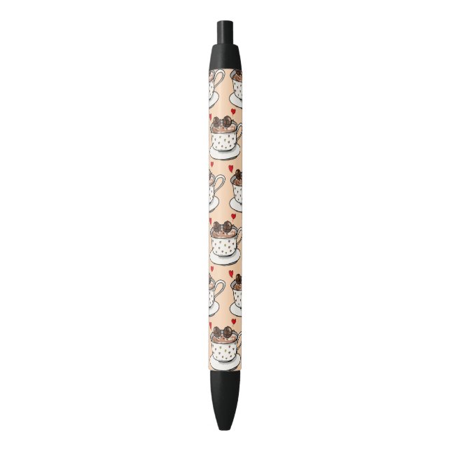 cute coffee beans in coffee cup pen (Front Vertical)