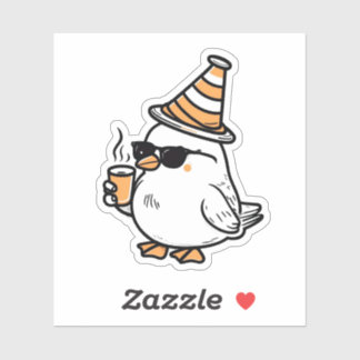 Cute Coffee Bird Sticker – Cozy Morning Vibes