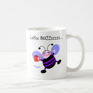 Cute Coffee Buzz Cartoon Purple Worker Bees Coffee Mug