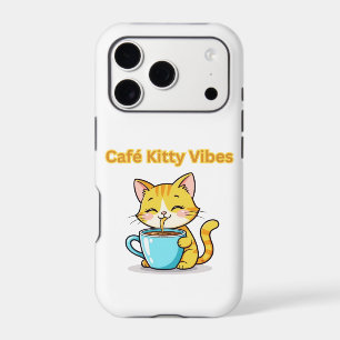**Cute Coffee Cat – Adorable Cat Drinking Coffee I iPhone 17 Pro Case