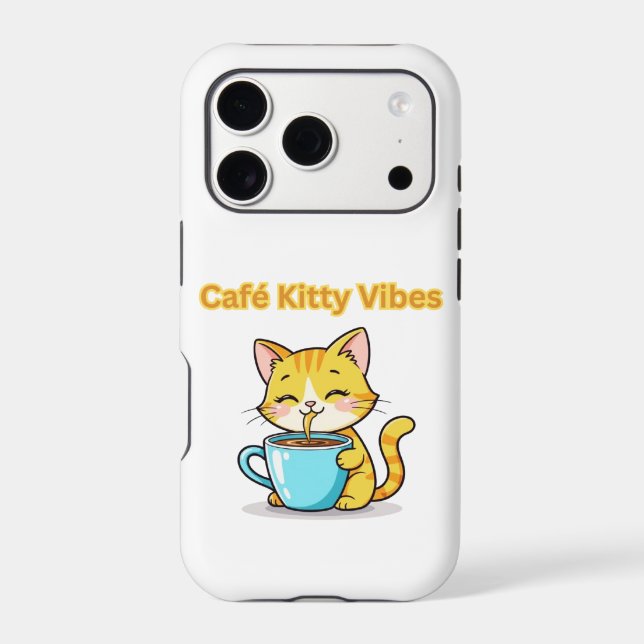 **Cute Coffee Cat – Adorable Cat Drinking Coffee I iPhone Case (Back)