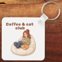 Cute coffee & Cat Club design 