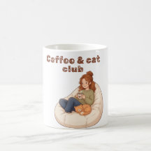 Cute coffee & Cat Club design 