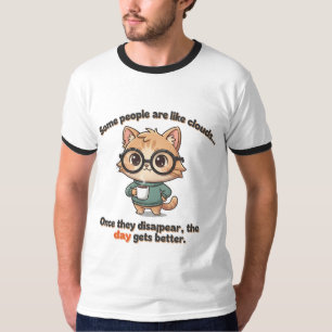 Cute Coffee Cat with Funny Attitude Quote T-Shirt
