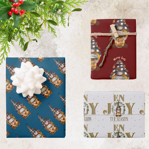 Cute Coffee Christmas Holiday Gnomes Wrapping Paper Sheets