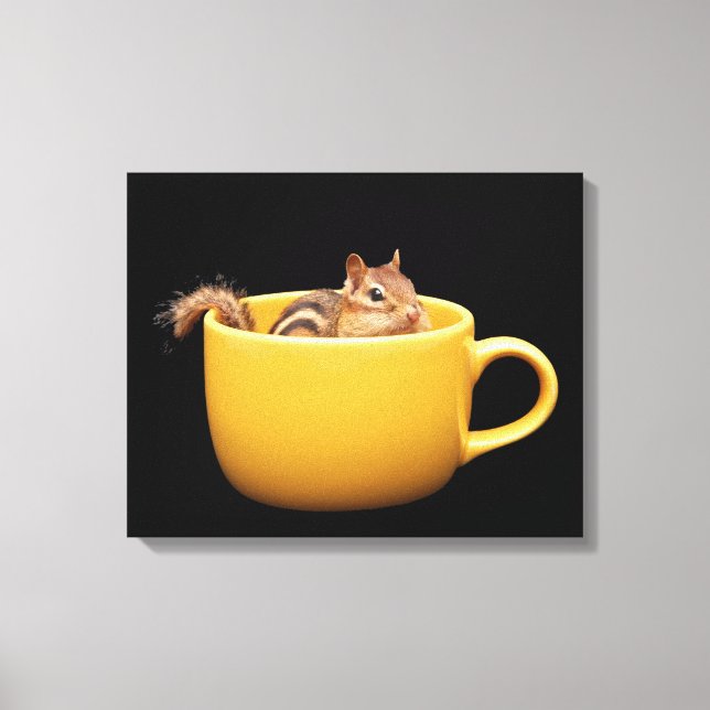 Cute Coffee Cup Chipmunk Canvas Print (Front)