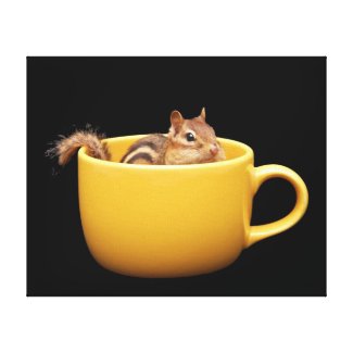 Cute Coffee Cup Chipmunk Gallery Wrapped Canvas