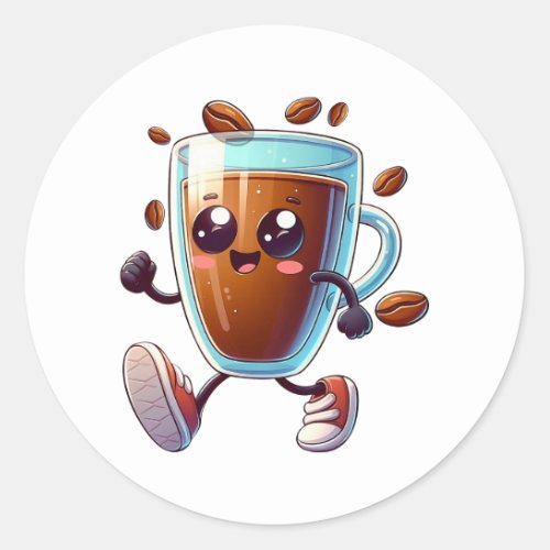 Cute Coffee Cup Classic Round Sticker