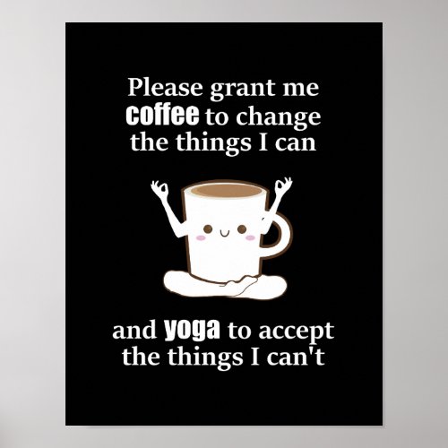 cute Coffee Cup doing Yoga Poster