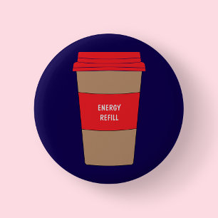 Cute Coffee Cup Navy Blue Medical Appreciation Button