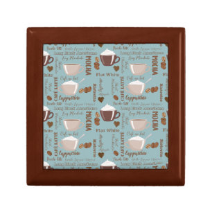 Cute Coffee Cups Cream Caffeine Grains Brown Heart Gift Box