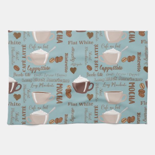 Cute Coffee Cups Cream Caffeine Grains Brown Heart Kitchen Towel