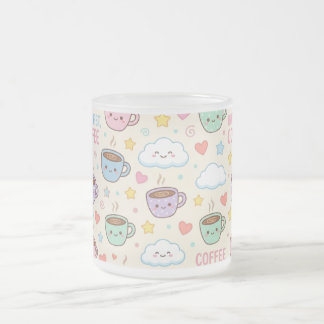 Cute Coffee Cups Pattern Kawaii Mug