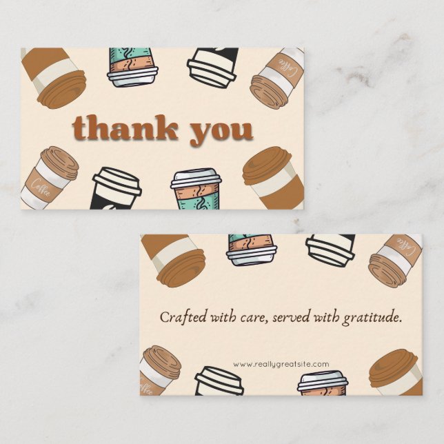Cute Coffee Cups Thank You Card Design (Front/Back)