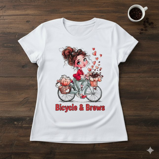 Cute Coffee Girl on Bicycle – Romantic Heart  Tri-Blend Shirt (Creator Uploaded)