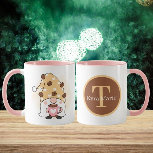 cute coffee gnome add monogram  mug